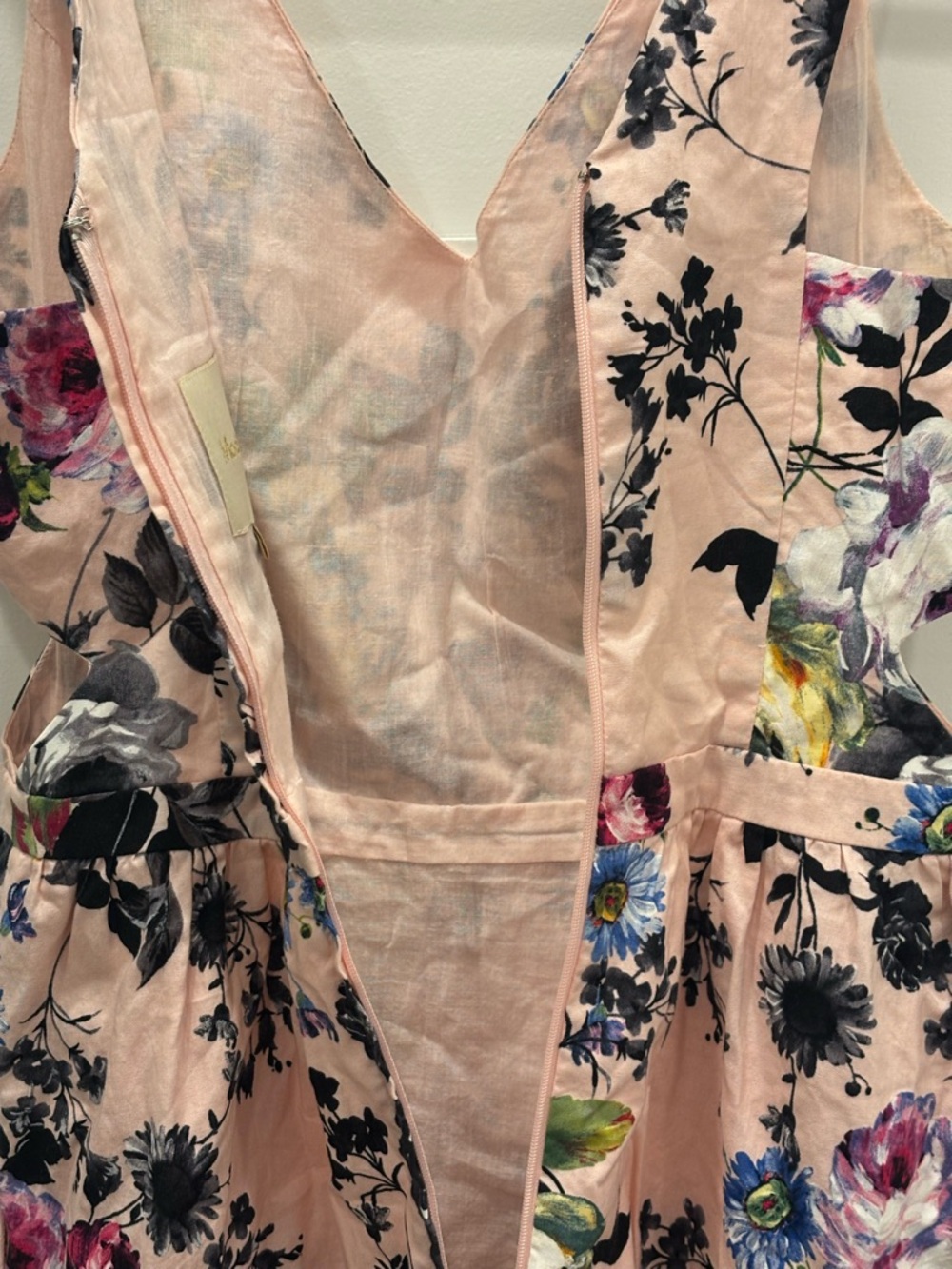 ModCloth Pink Floral V-Neck Tank Fit & Flair 100% Cotton Dress Size S - Picture 6 of 6